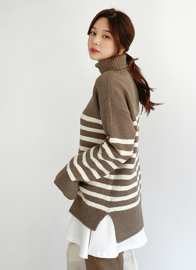 ボーダータートルネックニット・全4色