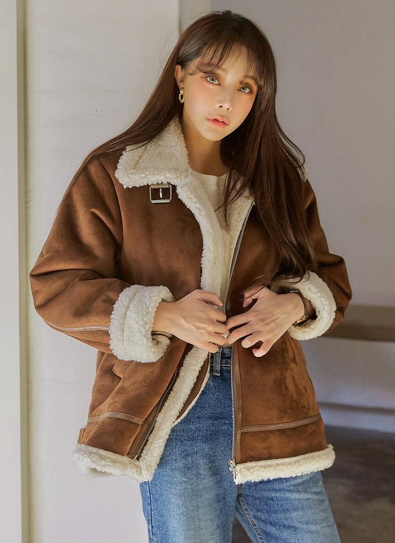 スエードライクベルトムートンジャケット