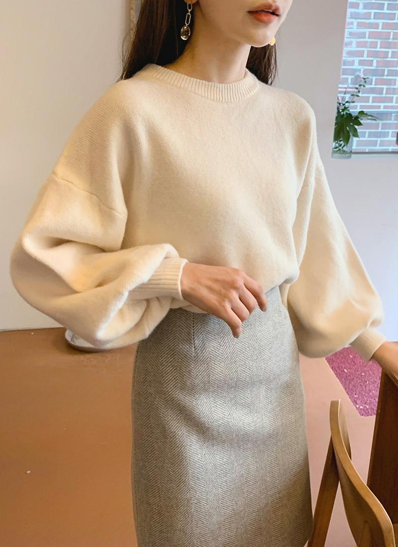 パフラウンドネックニット・全4色