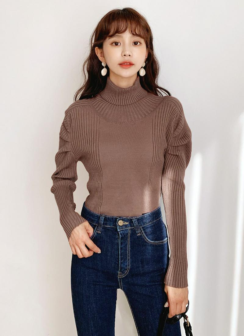 パフタートルネックリブニット・全2色