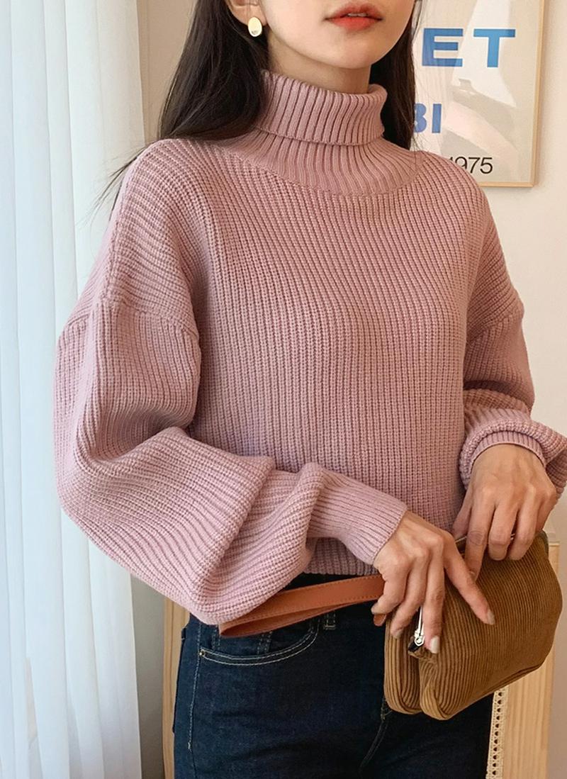 バックリボンタートルネックニット・全4色