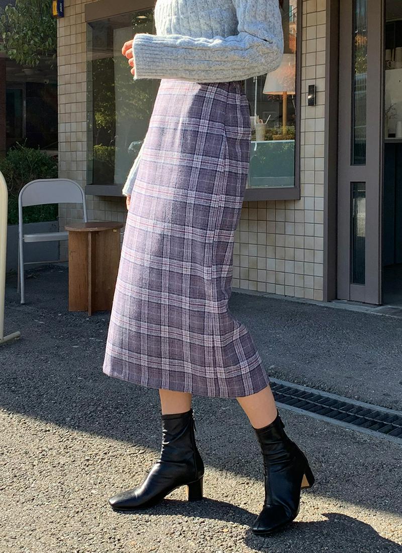 チェックロングスカート・全3色
