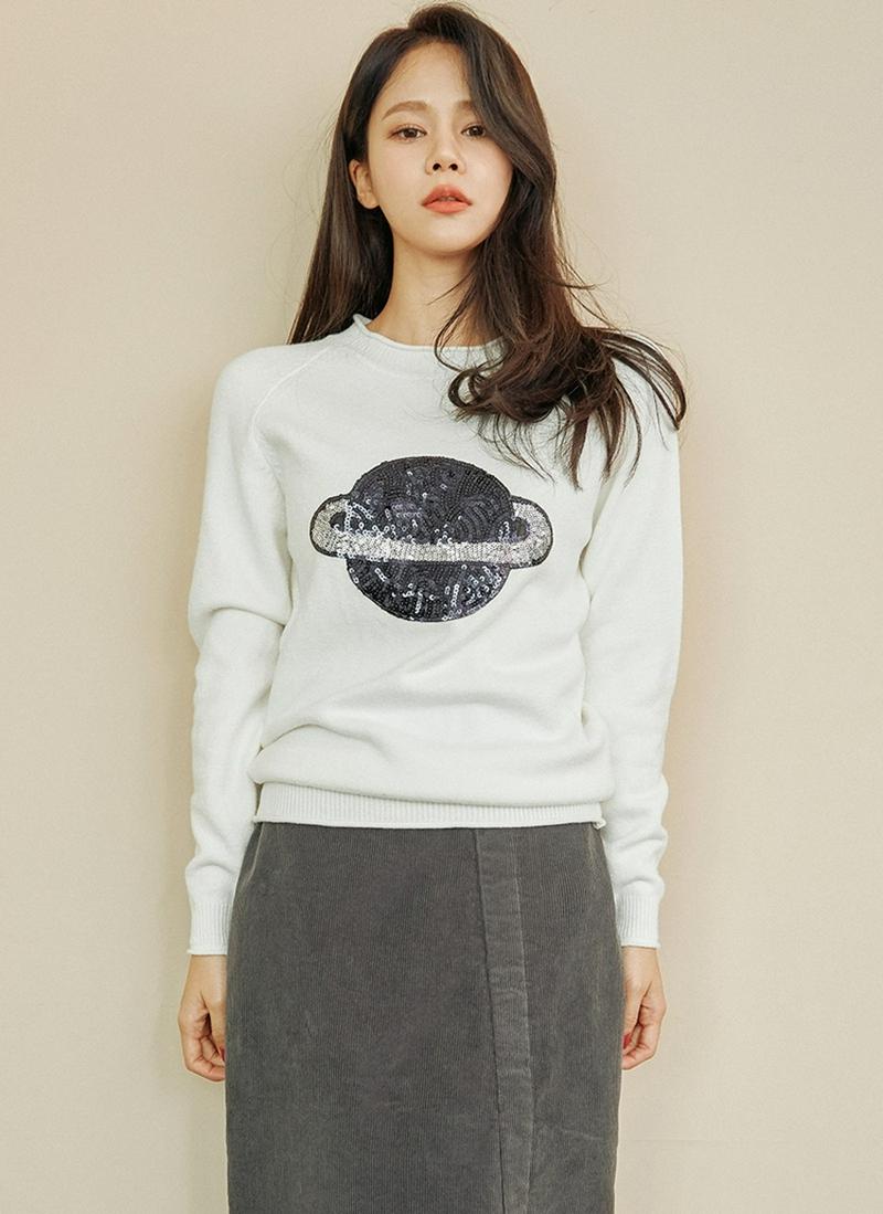 スパンコールポイントニット