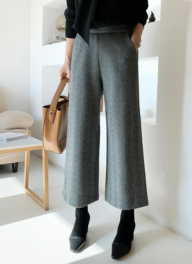 ≪人気商品再入荷≫ヘリンボーンワイドパンツ・全3色・b59846 レディース【pt】ロングパンツ ロング パンツ ズボン ワイド ワイドパンツ ヘリンボーン カジュアル 大人 オフィスカジュアル バックウエストゴム 秋 冬 HIHOLLI