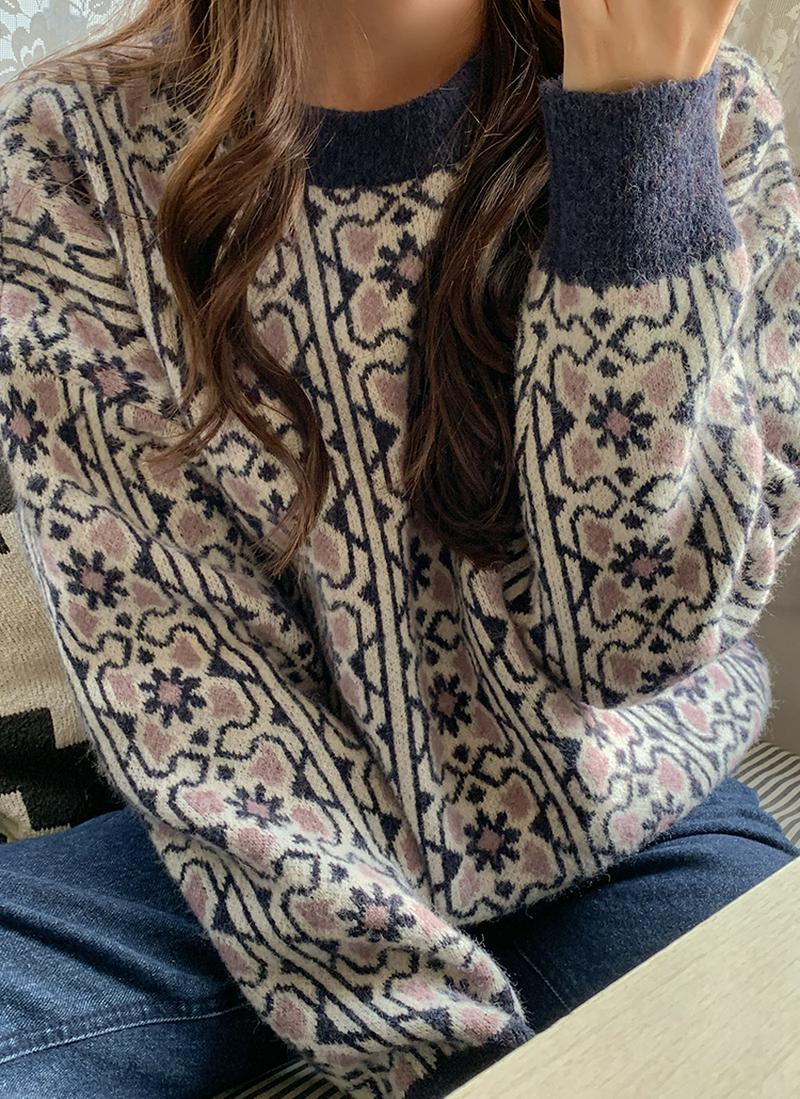 パターン配色ニット