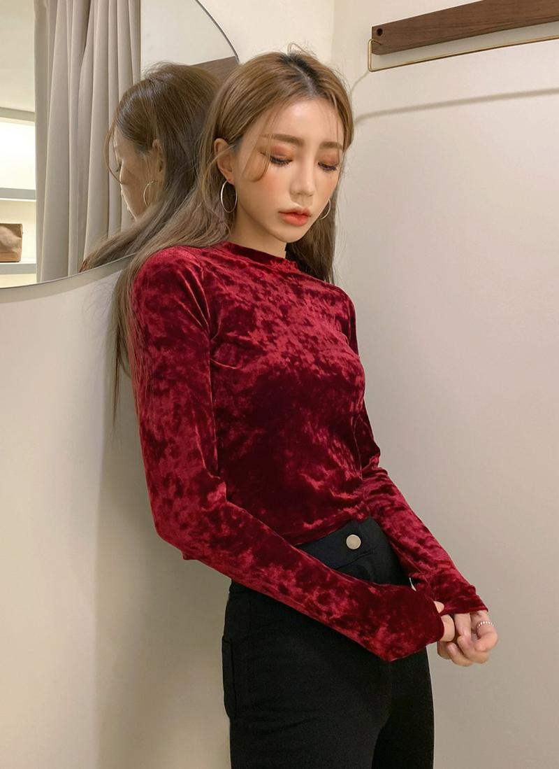 クロップドスリムベロアTシャツ