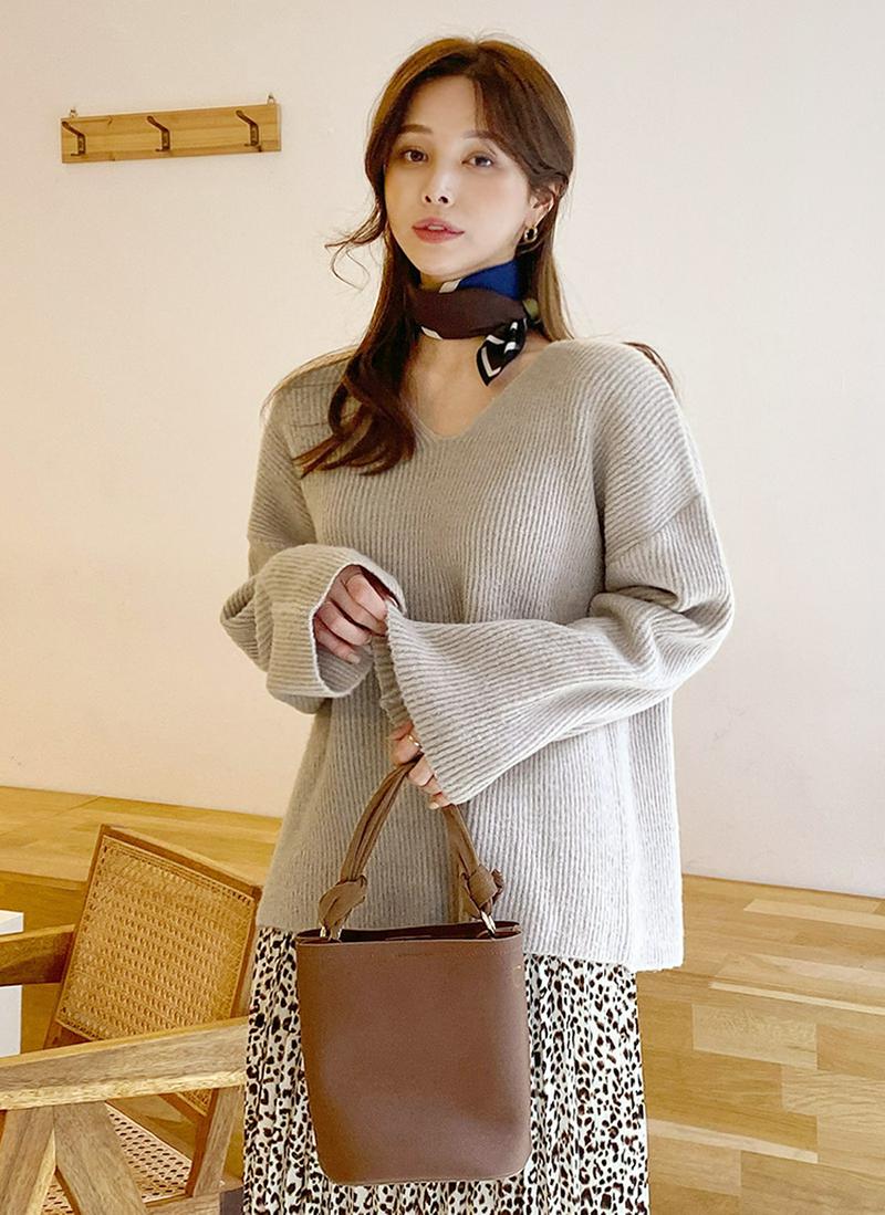 ドロップショルダーVネックニット・全4色