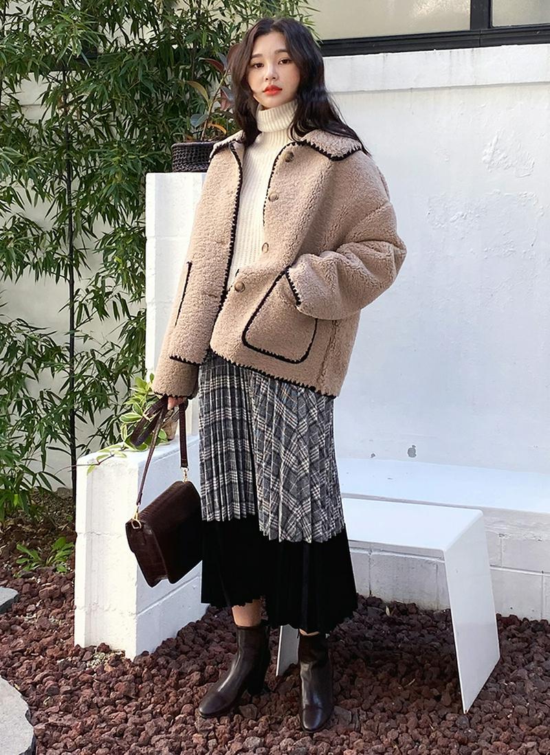 刺繍カラーボアジャケット・全2色