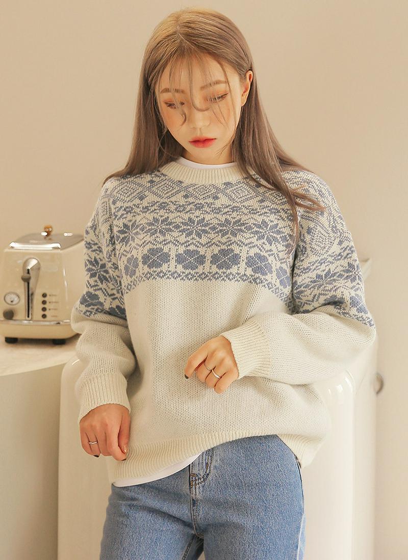 ウール混ノルディックニット