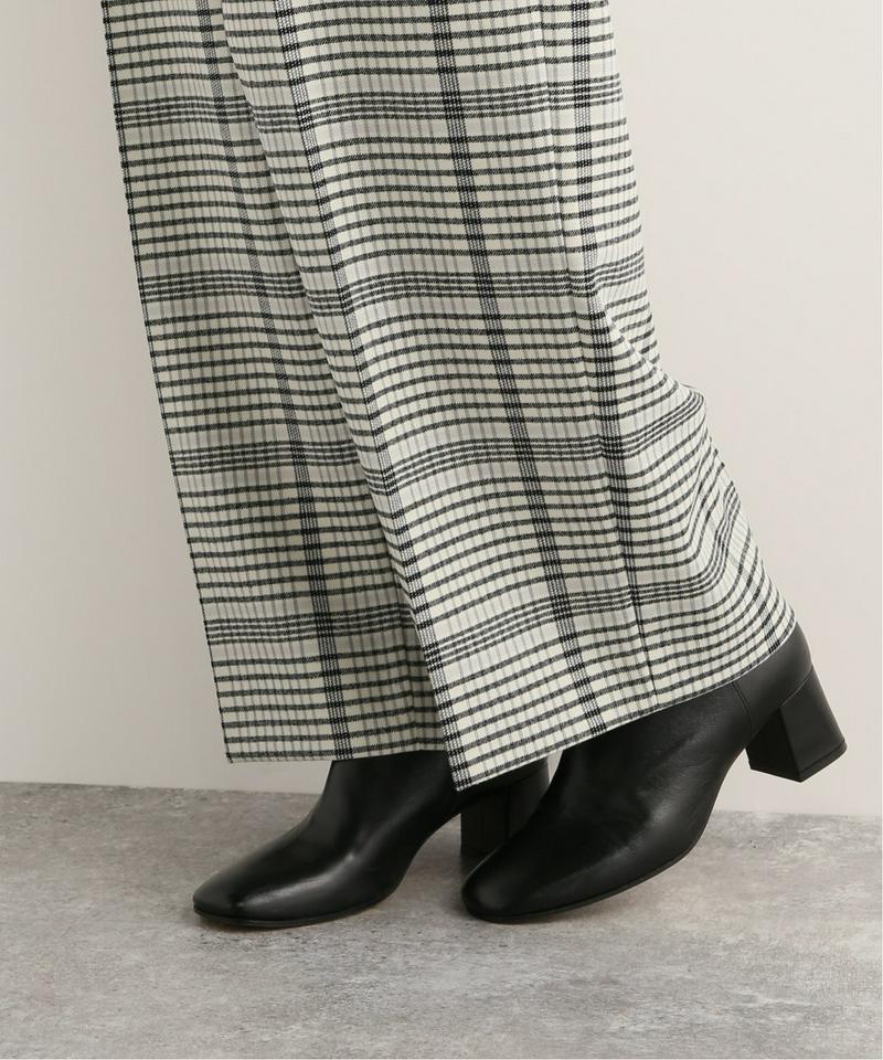 ウールフラノムジチェックワイドテーパードパンツ