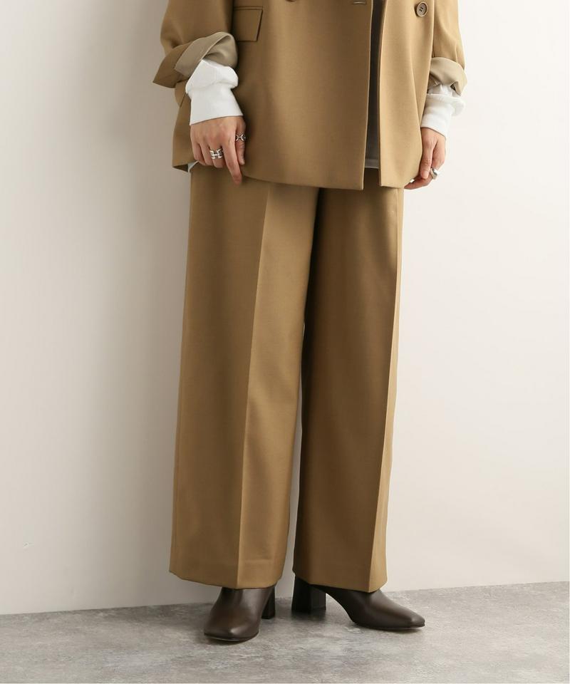 ウールフラノムジチェックワイドテーパードパンツ