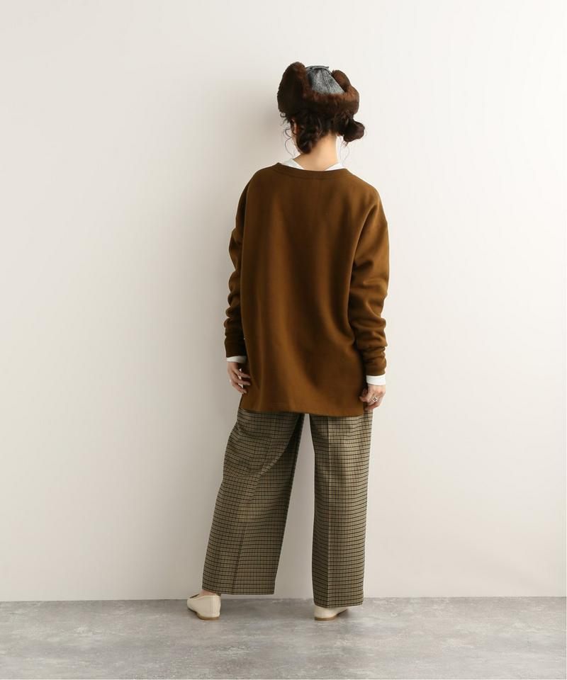 ウールフラノムジチェックワイドテーパードパンツ