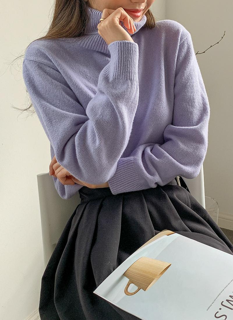 ウールカシミヤ混タートルネックニット