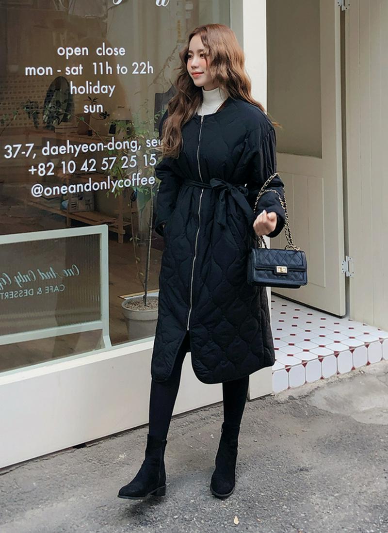 ストラップ付ウェーブキルティングジャケット