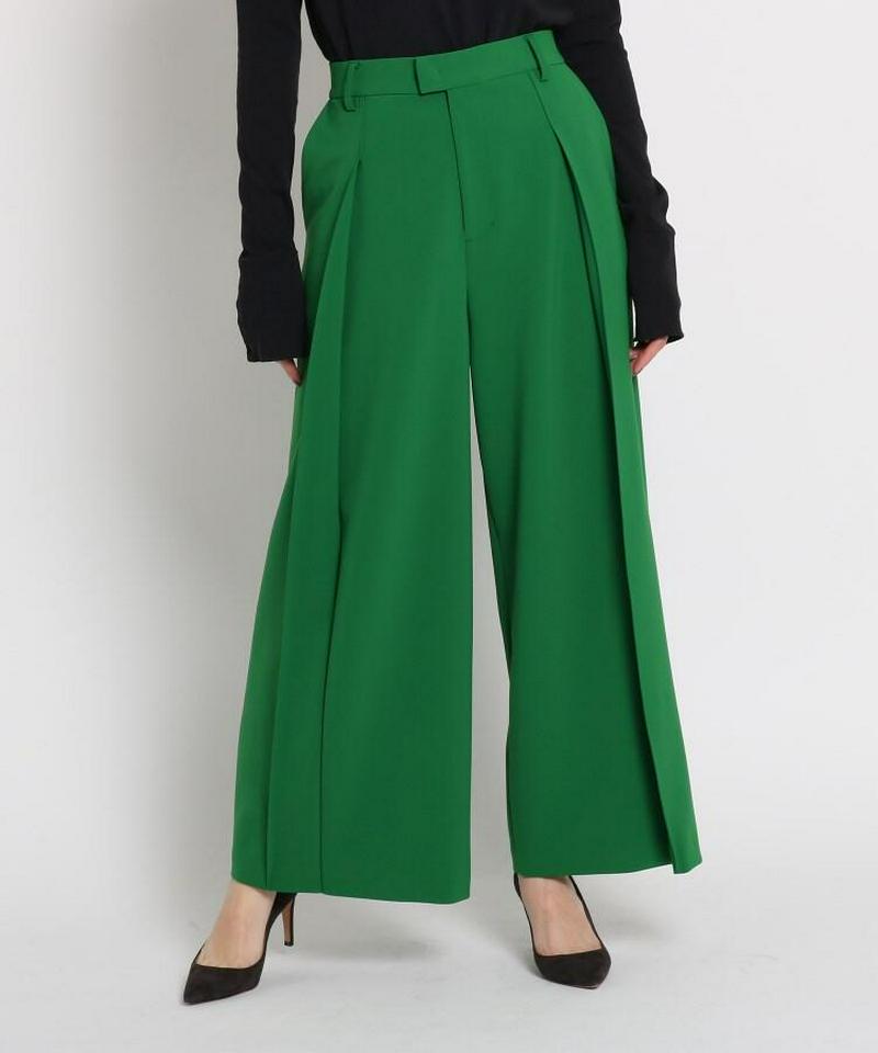 【洗える】ダブルクロスセンタープレスワイドパンツ