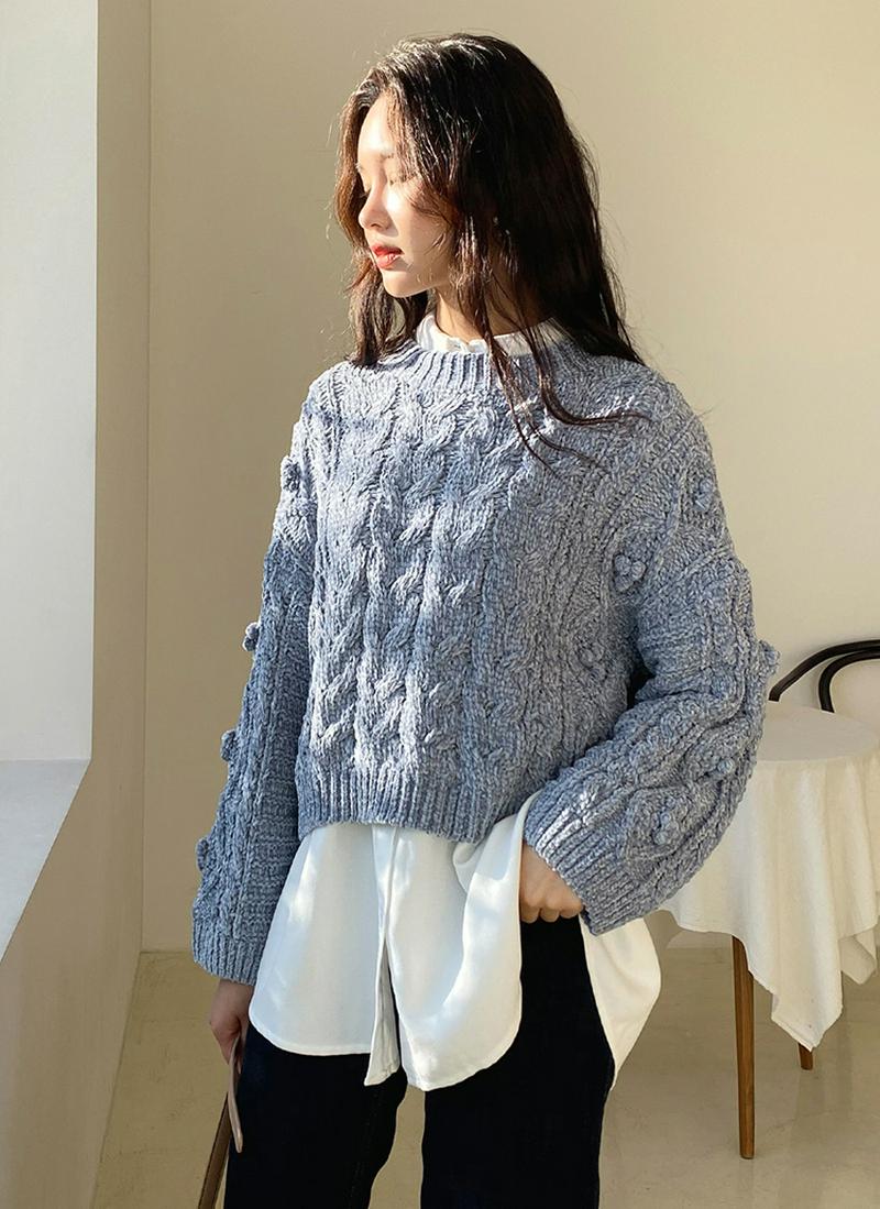 ポンポンケーブルモールニット・全4色