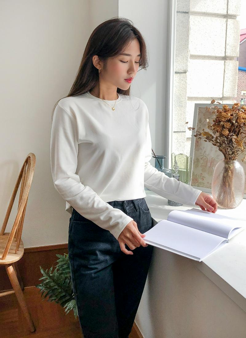 ラウンドネック裏起毛Tシャツ