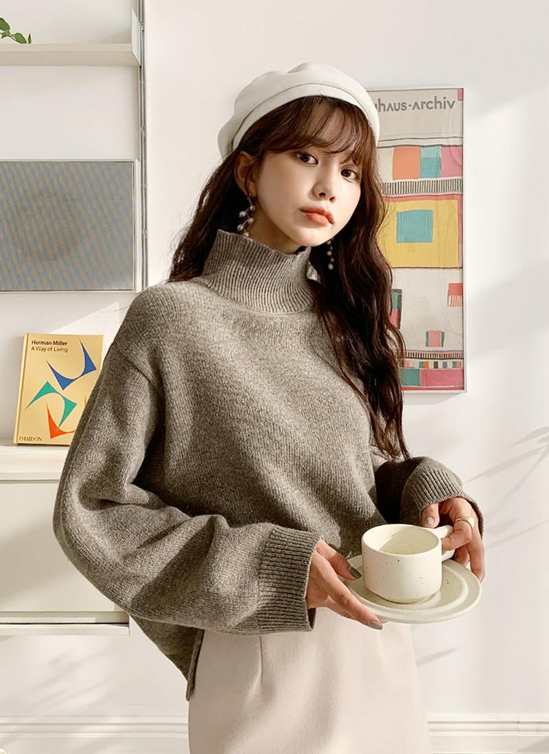 ハイネックルーズニット・全3色