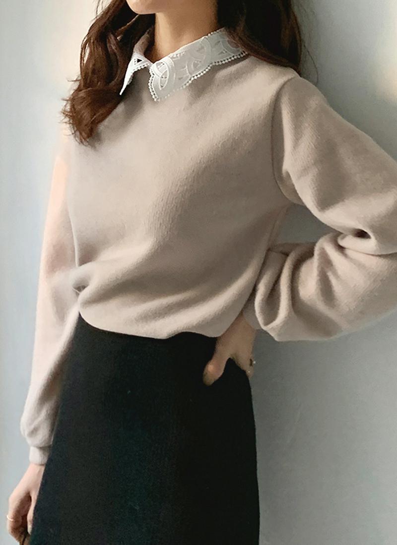 レースカラーニット・全3色