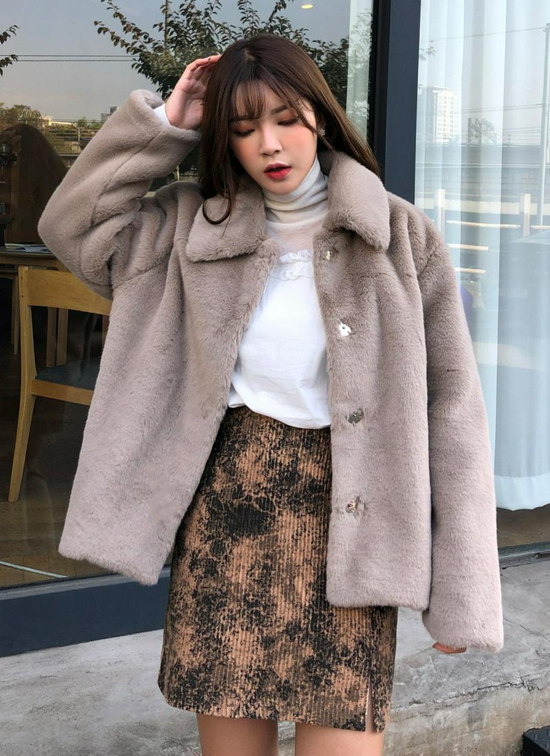 ワイドカラーフェイクファージャケット