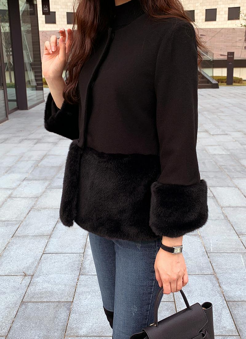 フェイクファーラインラウンドジャケット