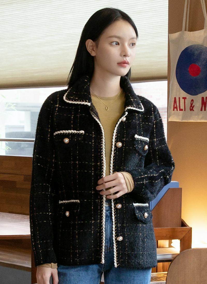 ツイードライクニットジャケット