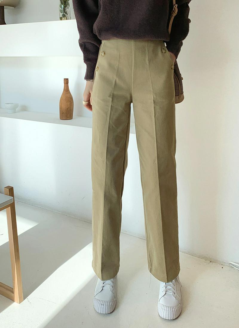 裏起毛サイドボタンパンツ・全3色