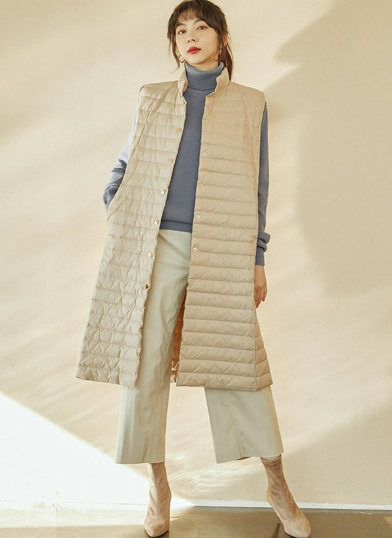 ロングダウンベストジャケット(ベージュ)