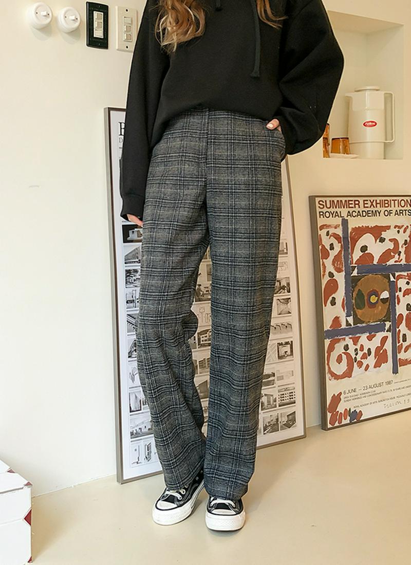 バックゴムチェックパンツ