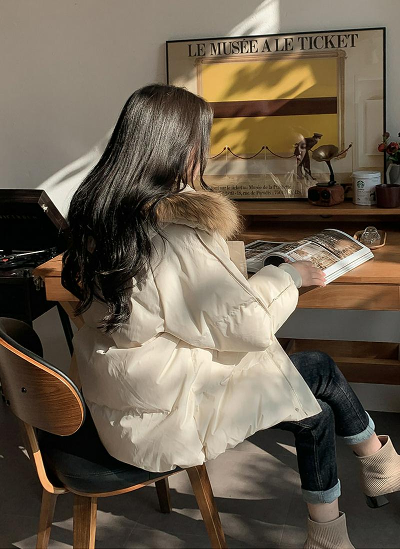 ラクーンファー付フード中綿ジャケット