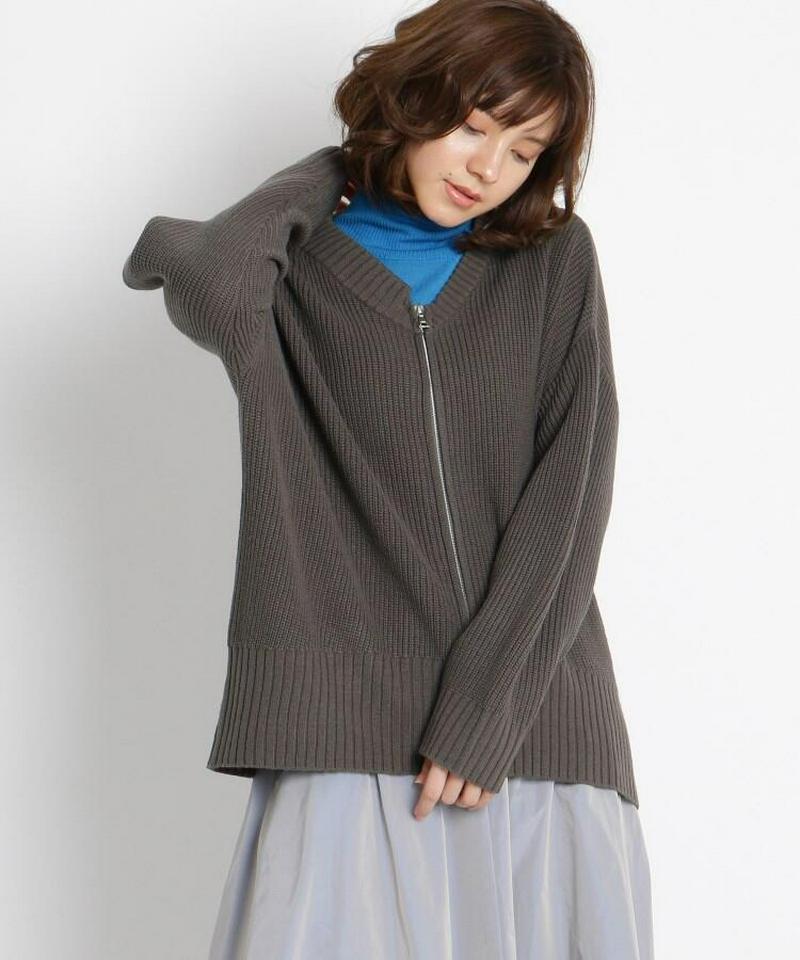【洗える】ワイドジップニットカーディガン
