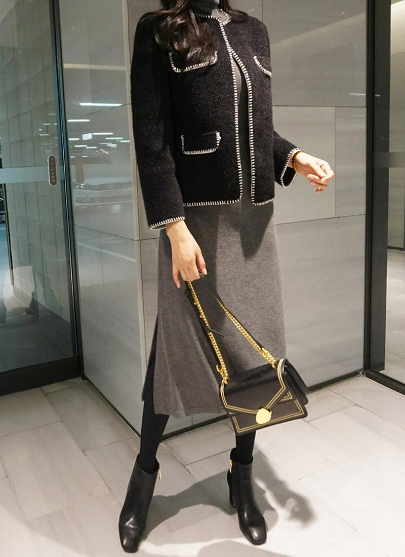 ステッチラインノーカラージャケット