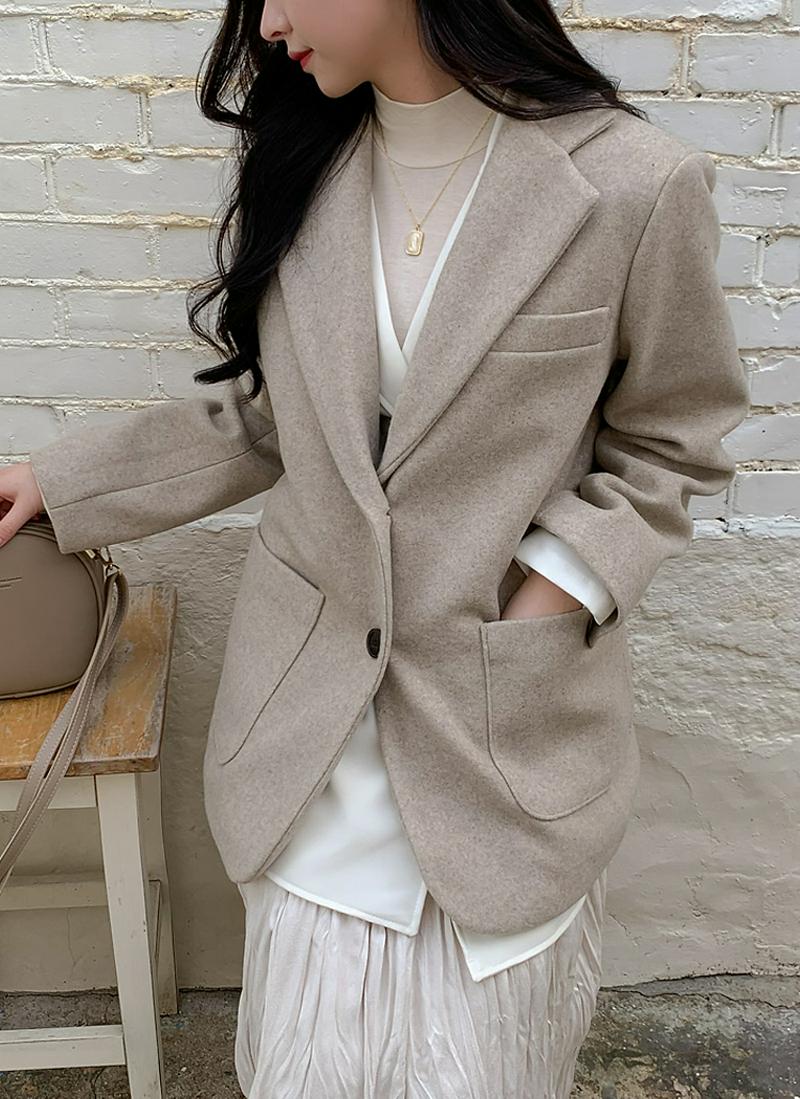ウール混紡テーラードカラージャケット