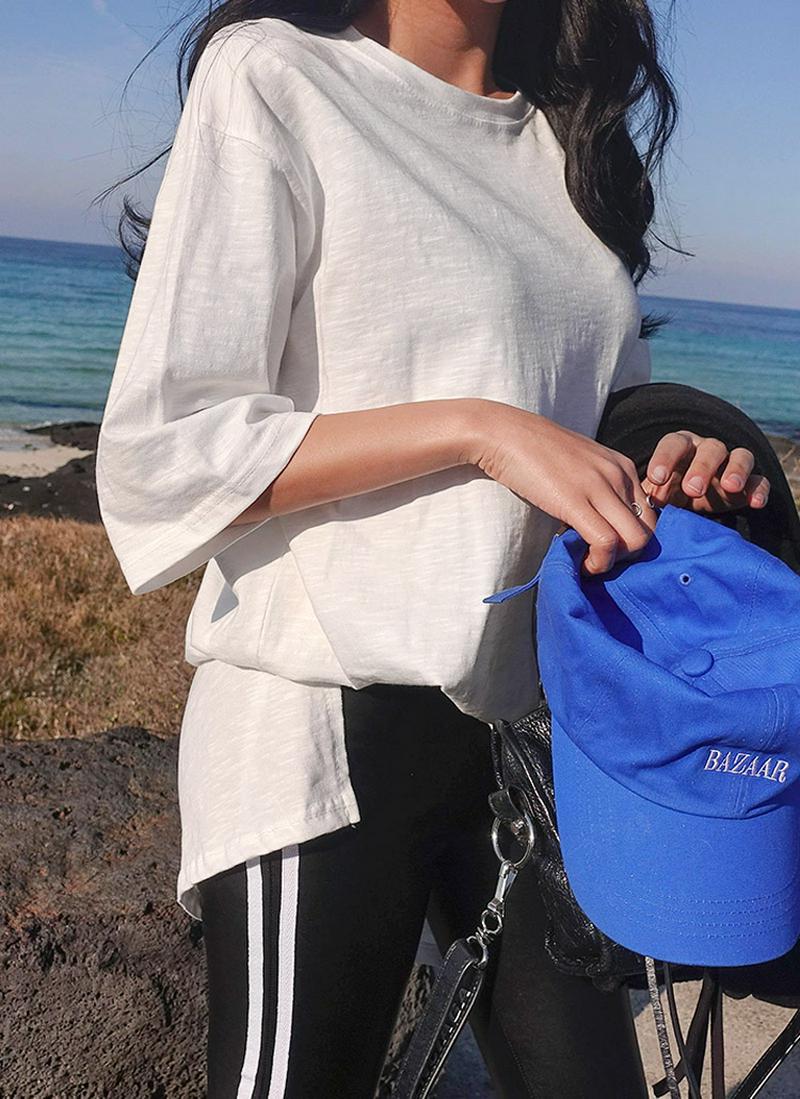 アンバランススリット半袖Tシャツ
