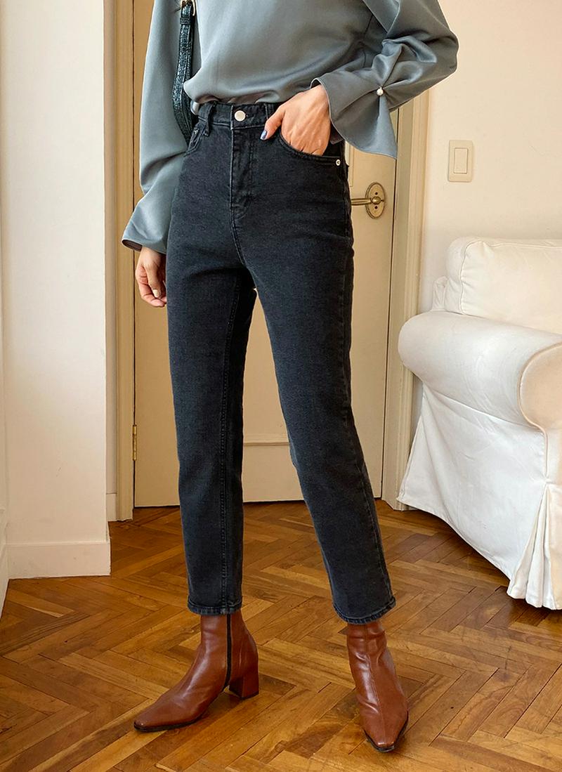 裏起毛ストレートデニムパンツ・全2色