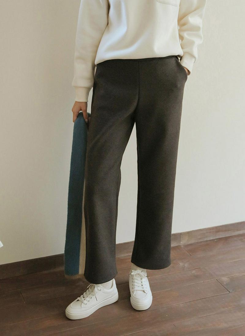 ウールブレンドウエストゴムパンツ