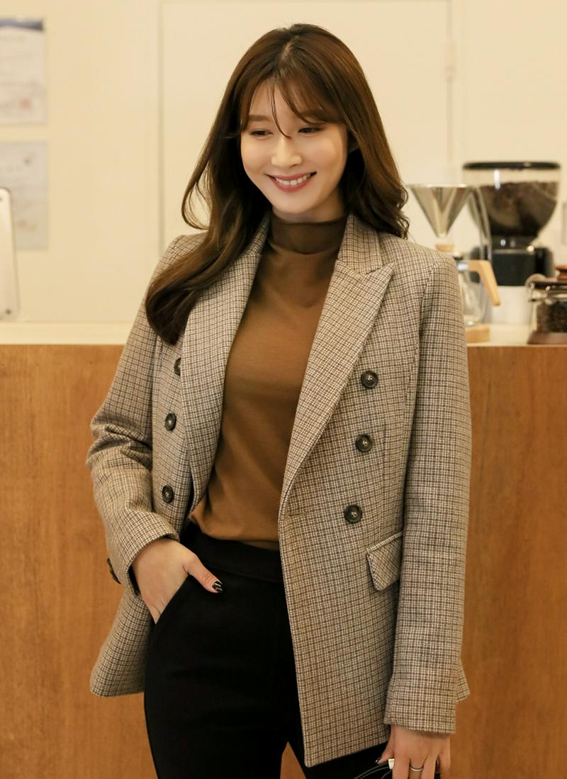 チェックダブルミドルジャケット