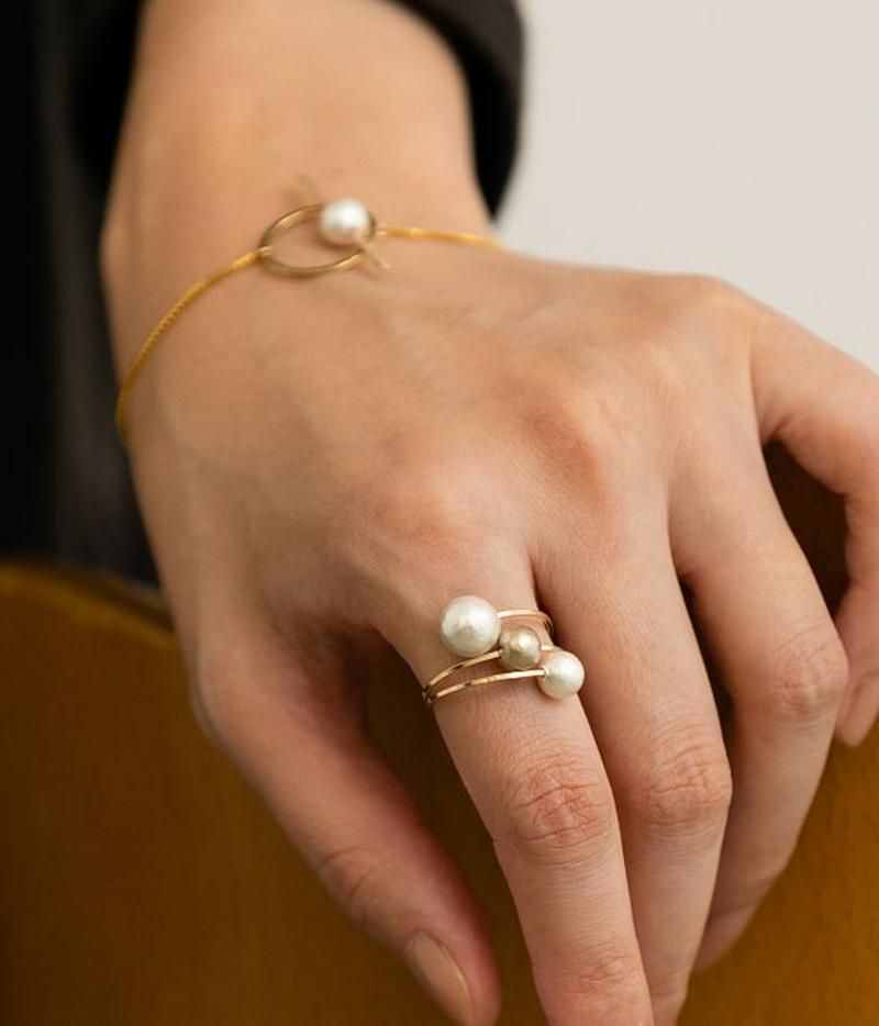 【DeWLuX】コットンパール3粒リング