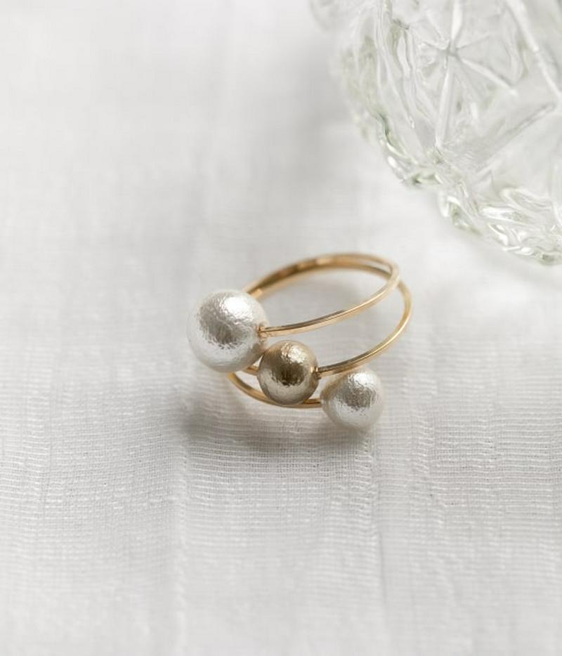 【DeWLuX】コットンパール3粒リング