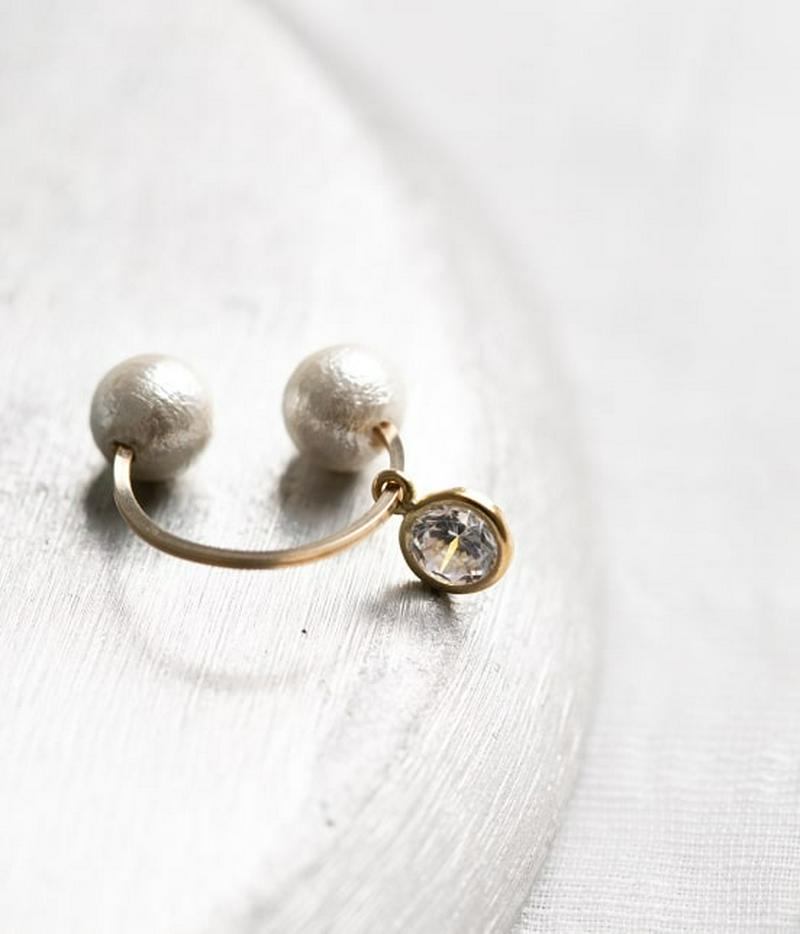 【DeWLuX】コットンパールジルコニア片耳イヤリング