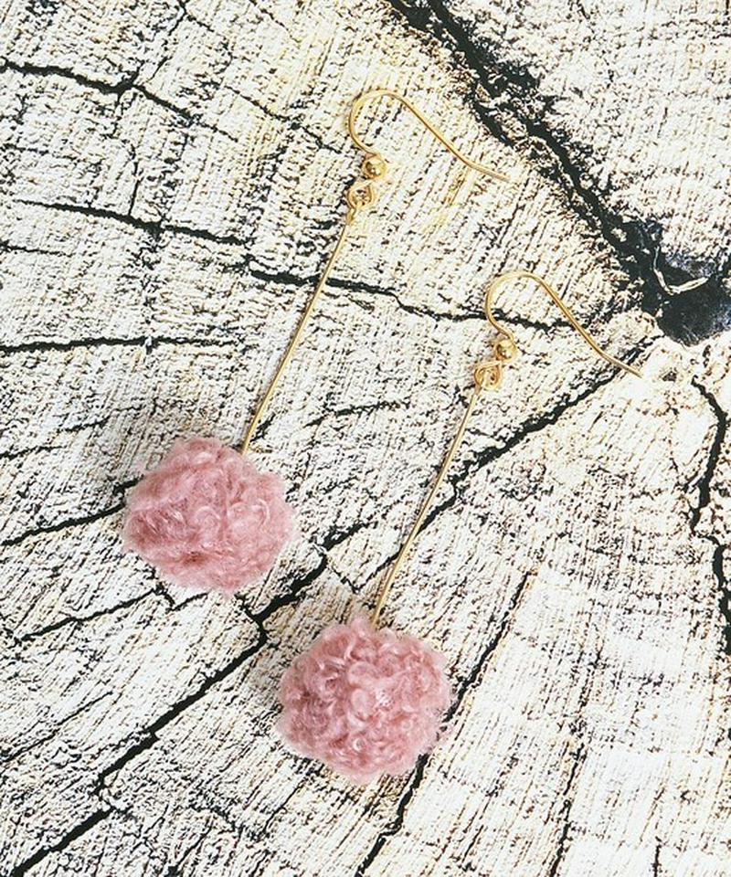 K14GF ピンクウールボールピアス