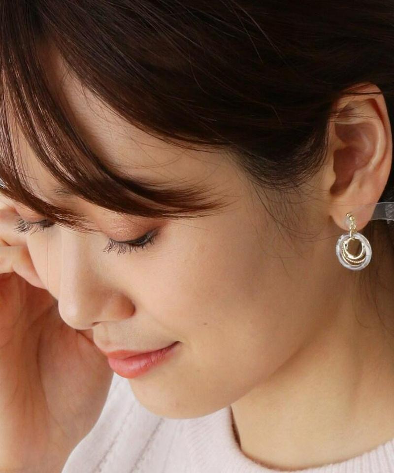 重ねサークル＆ビジューセットノンホールピアス