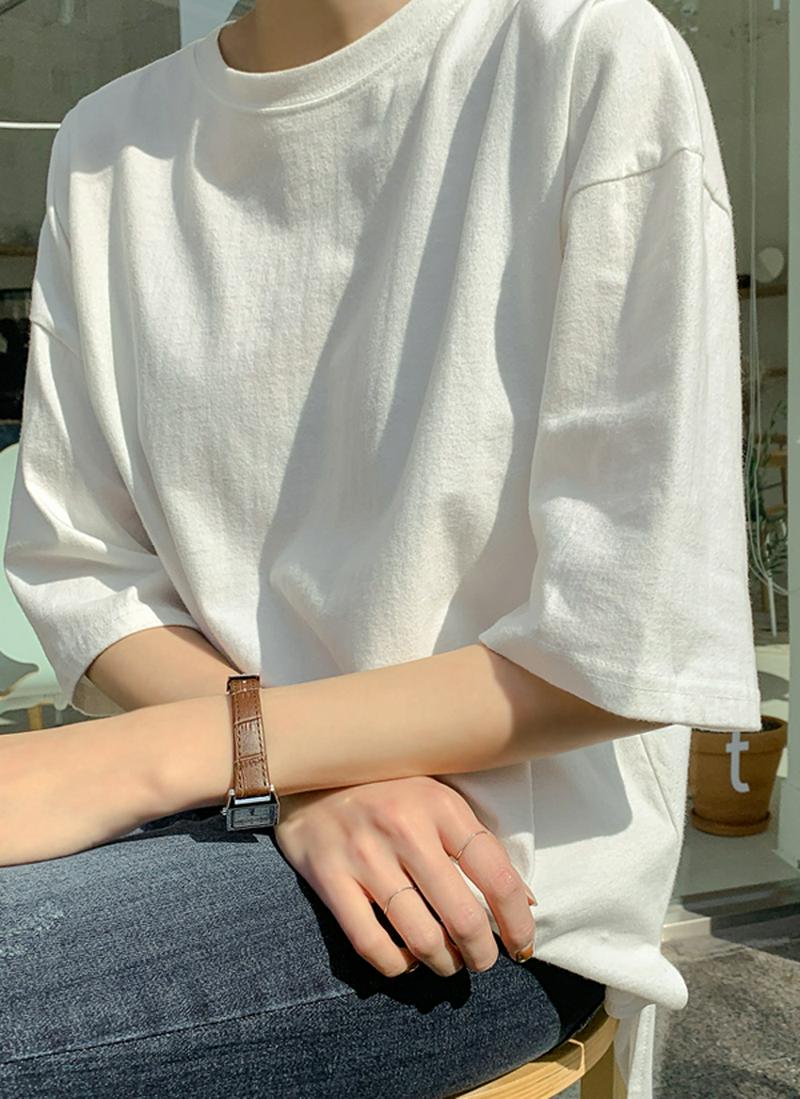 ハーフスリーブピーチ起毛Tシャツ