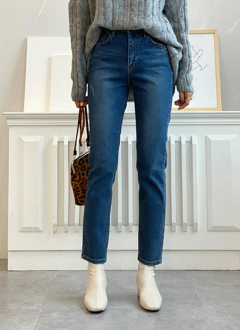 裏起毛ストレートデニムパンツ・全1色