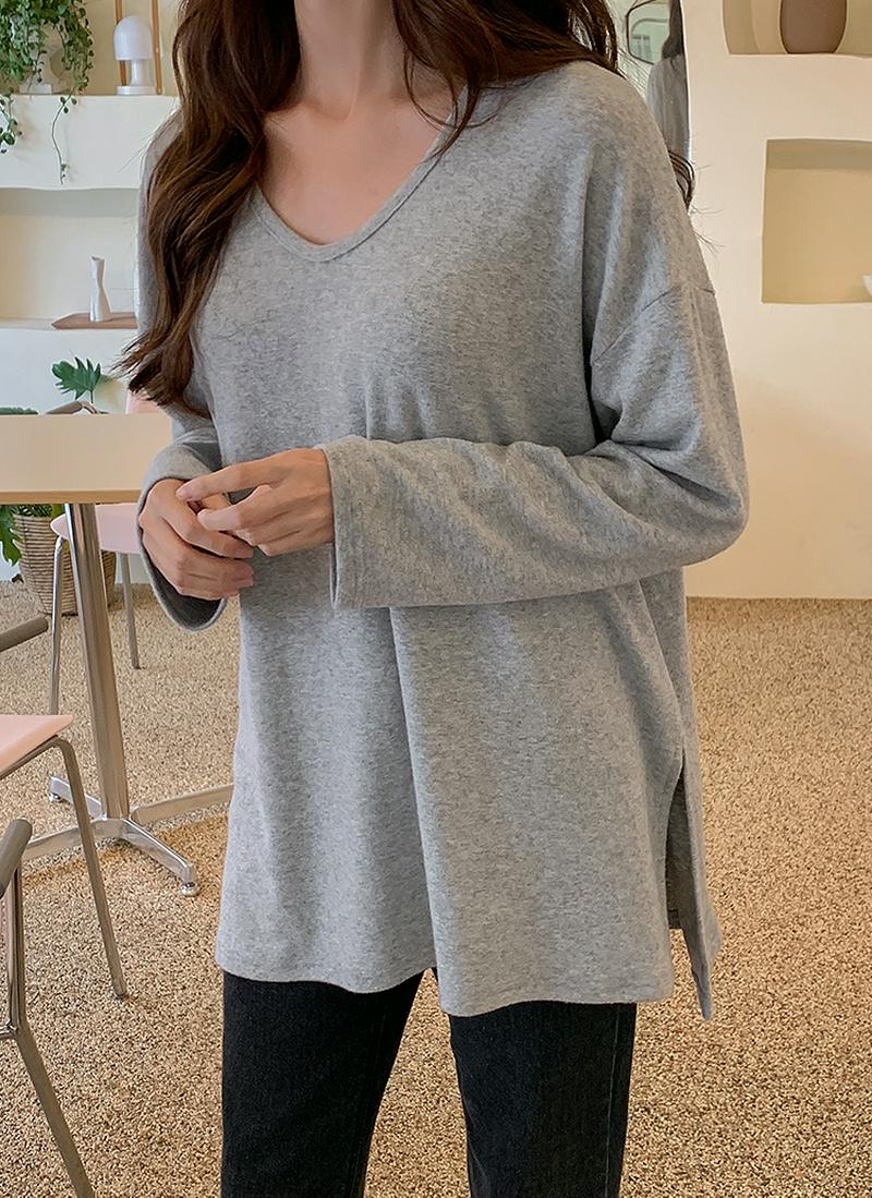 裏起毛スリットヘム長袖Tシャツ