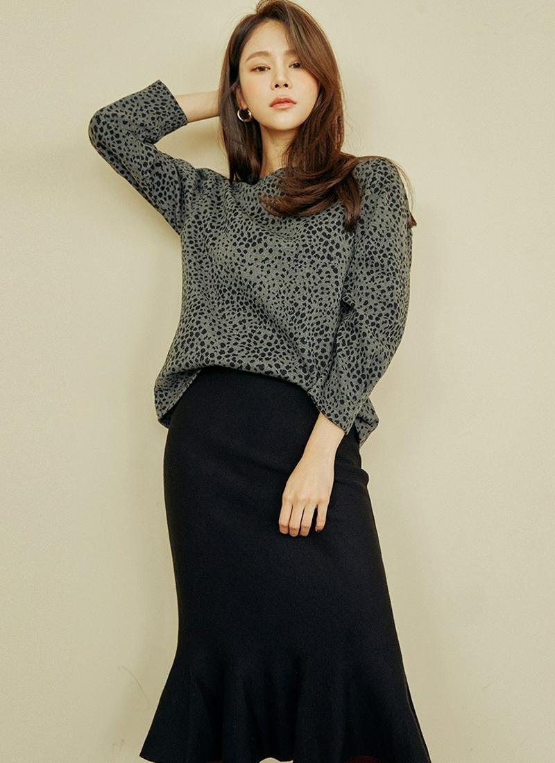 レオパード長袖Tシャツ(グレー)