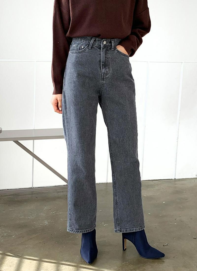 裏起毛ストレートデニムパンツ・全2色