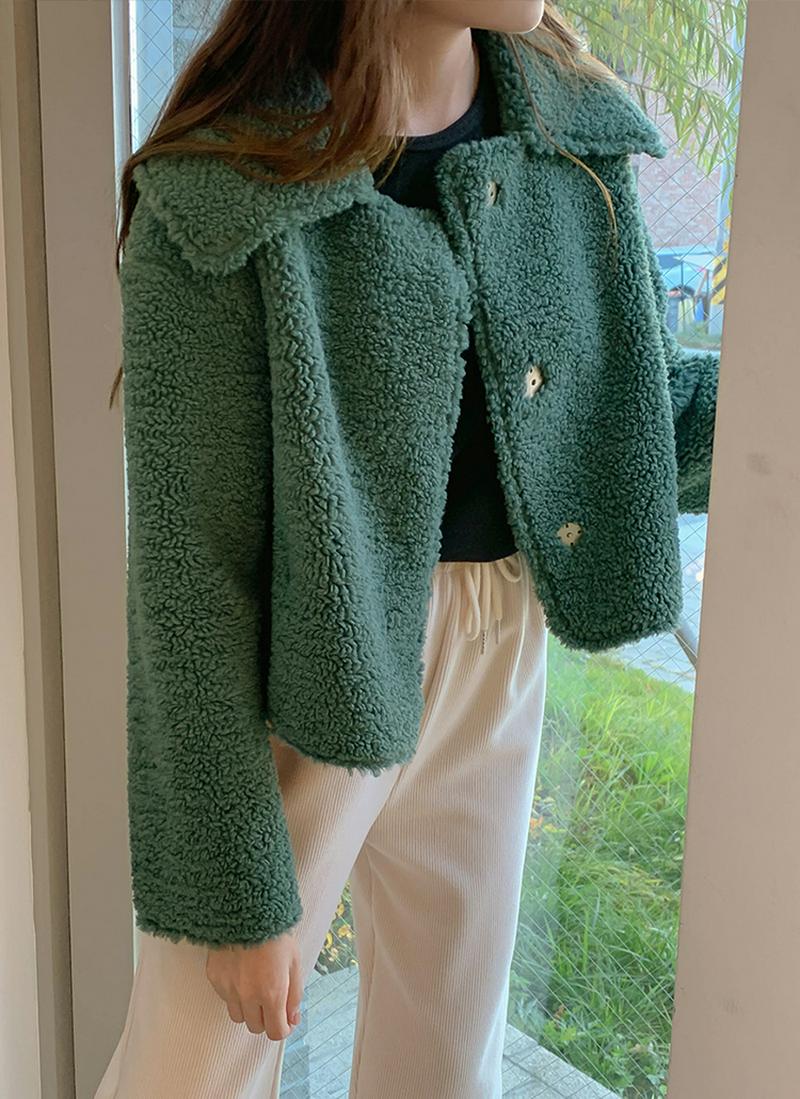 ワイドカラーボアショートジャケット