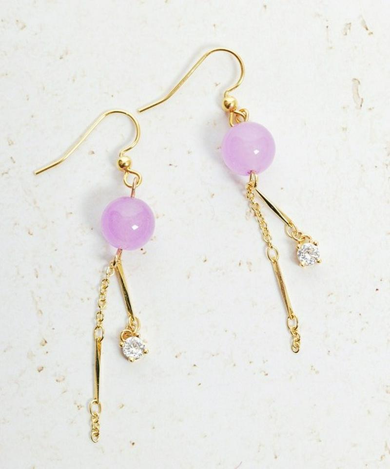 K14GFボール型パープルジェイドピアス