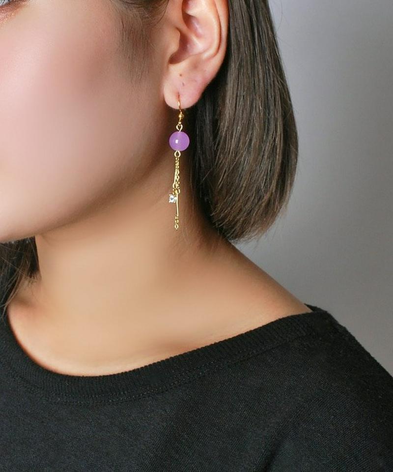 K14GFボール型パープルジェイドピアス